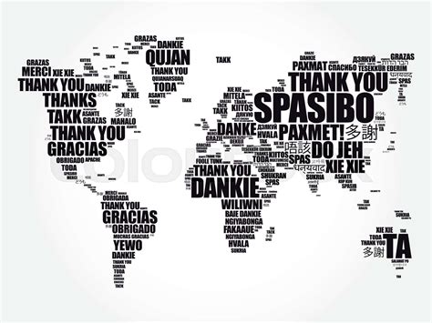 Thank You In Many Languages World Map Stock Vector Colourbox