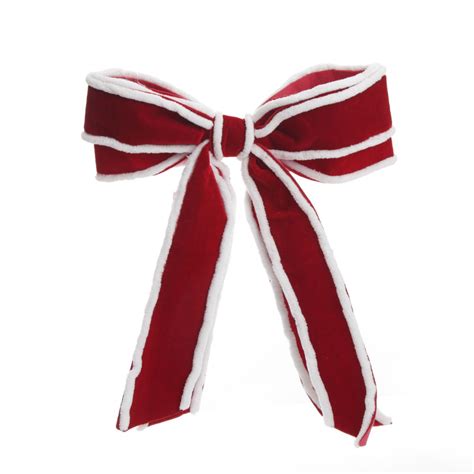 Buy Red Velvet Christmas Bow With Fur Trim The Christmas Cart