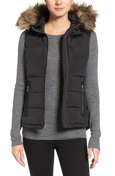 Michael Michael Kors Hooded Puffer Vest With Faux Fur Trim Nordstrom