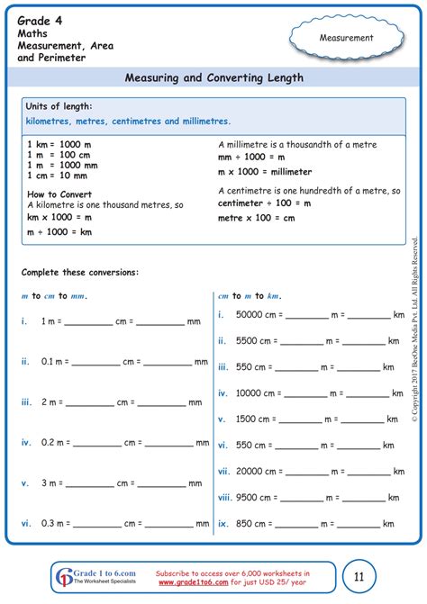 Grade 4 Measurement Worksheets