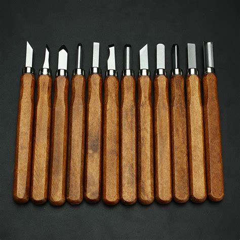 12pcs Handmade Woodcut Knife Multifunction Cutter Wood Carving Chisel