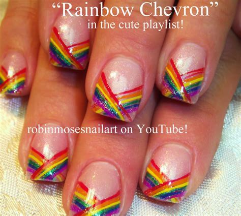 Nail Art By Robin Moses Rainbow Nails Striped Nails Chevron Nails
