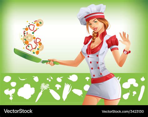 Sexy Woman Cooking Royalty Free Vector Image Vectorstock