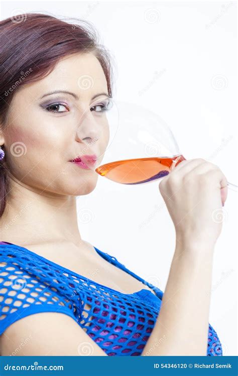 Woman Drinking Rose Wine Stock Photo Image Of Drinking 54346120