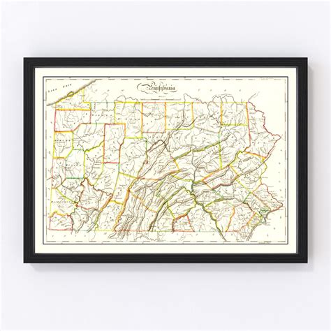 Vintage Map Of Pennsylvania 1814 By Teds Vintage Art