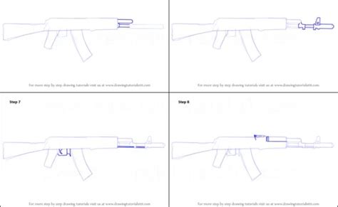 How To Draw Ak 47 Rifle Printable Step By Step Drawing Sheet
