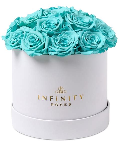 Infinity Roses Round Box Of 16 Tiffany Blue Real Roses Preserved To