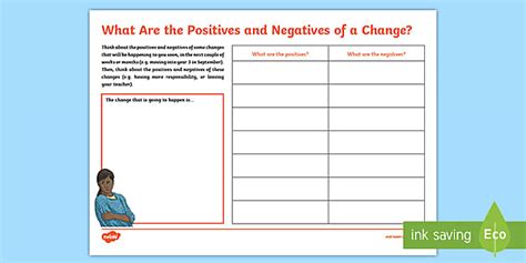 What Are The Positives And Negatives Of A Change Worksheet