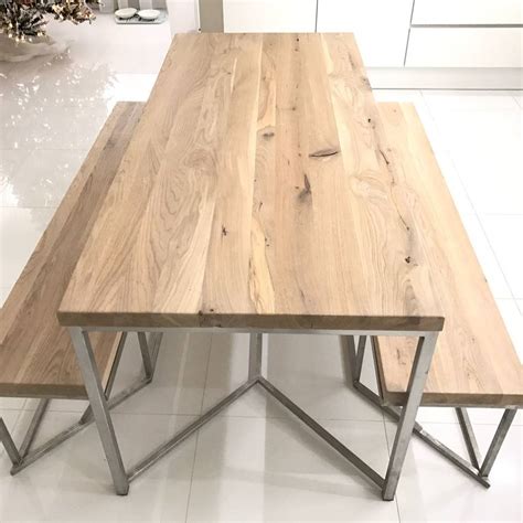 Owing to our quality oriented approach, we are highly committed towards providing a premium quality collection of stainless steel dining tables that is designed in compliance with industrial norms. Tower Oak Stainless Steel Legs Dining Table By Cosy Wood ...
