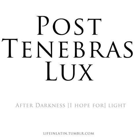 How to say punisher in latin. "Post Tenebras Lux" After darkness I hope for light | Lateinische zitate, Lateinisches tattoo ...