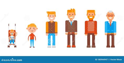 Character From Infancy To Old Age Set Vector Illustration Cartoon
