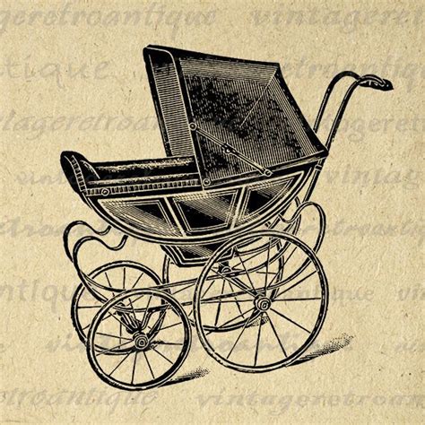 Baby Carriage Digital Graphic Printable Stroller Antique Image Download