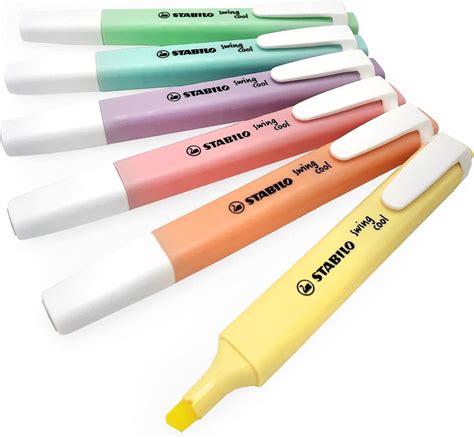 Stabilo Swing Cool Pastel Highlighter Marker Pens 1 4mm Pack Of 6