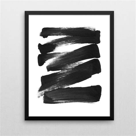 Black And White Brush Stroke Art Scandinavian Art Contemporary Art