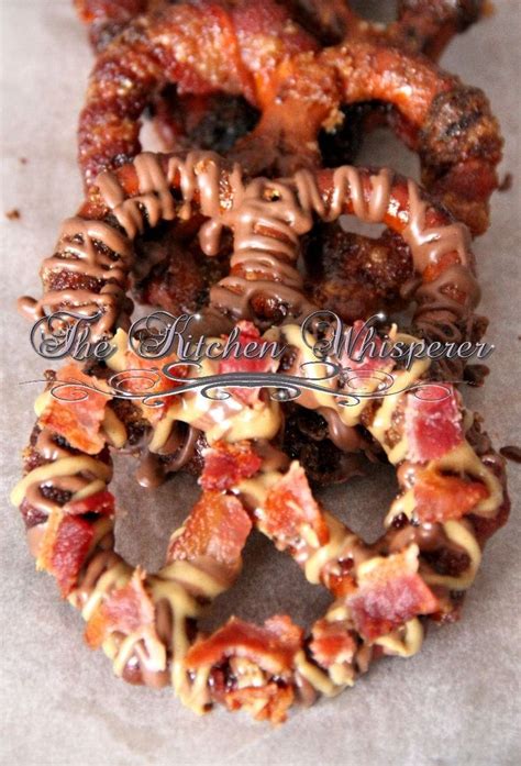 Sweet ‘n Heat Bacon Wrapped Peanut Butter Chocolate Pretzels With Bacon