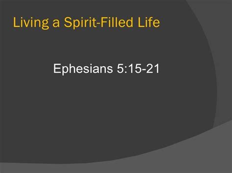 Living A Spirit Filled Life