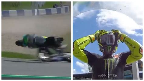 Motogp Crash Valentino Rossi In Very Lucky Escape After 200mph