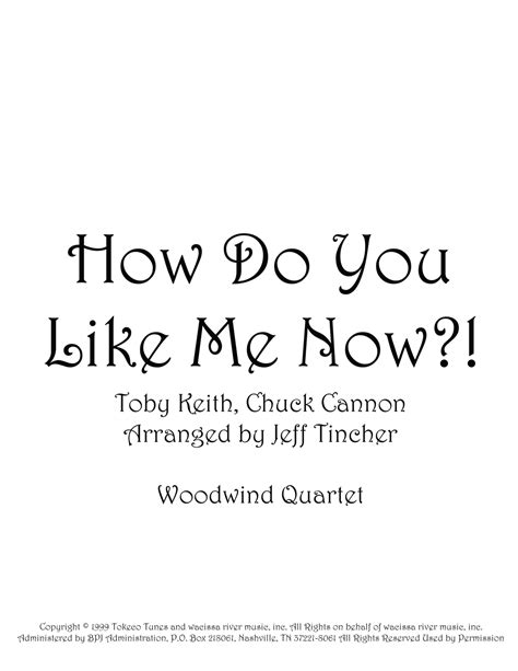 how do you like me now arr jeff tincher sheet music toby keith woodwind ensemble