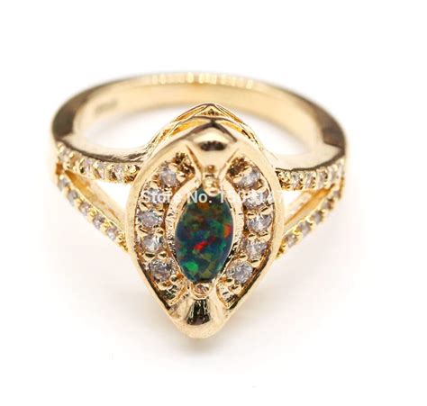 Gzjy Generous Fashion Multicolor Fire Opal And Cubic Zirconia Gold Color Ring For Women Girl