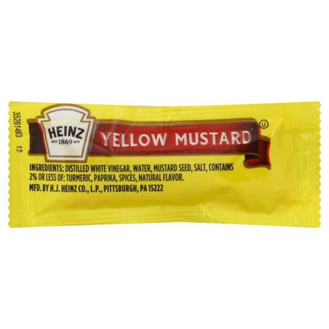 Heinz Mustard Packet Single Serve 02 Oz Package 500case