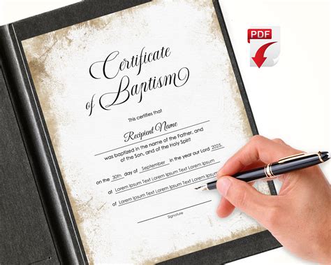 Editable Baptism Certificate Template Printable Certificate | Etsy