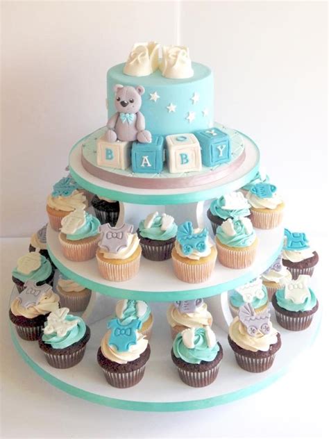 Pull apart cupcake cake #3: Baby Boy Cake And Cupcakes - CakeCentral.com