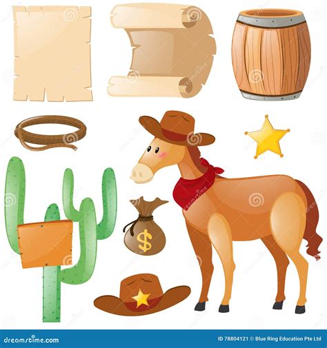 Western Theme With Horse And Cactus Stock Illustration Cartoondealer