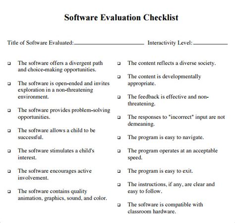 8 Software Evaluation Samples Sample Templates