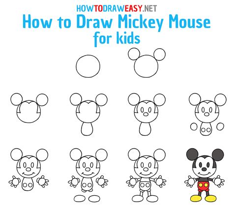 How To Draw Mickey Mouse For Kids How To Draw Easy
