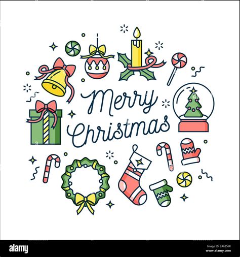 Vector Linear Design Christmas Greetings Card On White Background