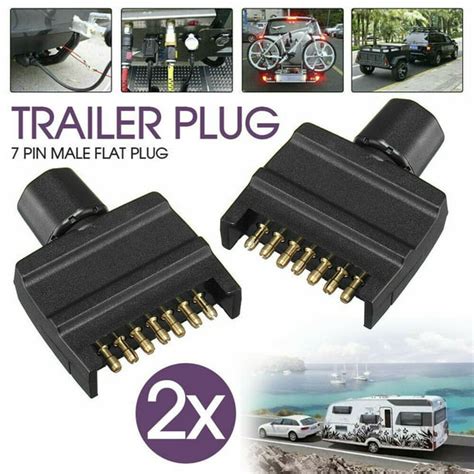 2x 7 Pin Au Flat Plug Male Connector For Caravan Trailer Adapter Boat Quick Fit