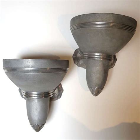 Pair Of Art Deco Machined Aluminum Theater Sconces At 1stdibs