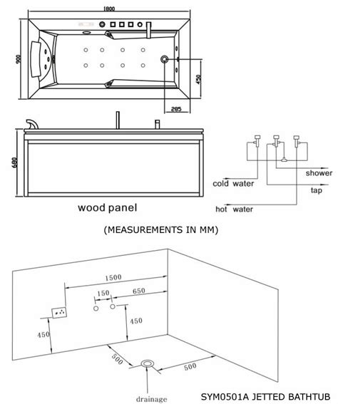 1 person luxury massage hydrotherapy solid wood bathtub with bluetooth remote inline water heater