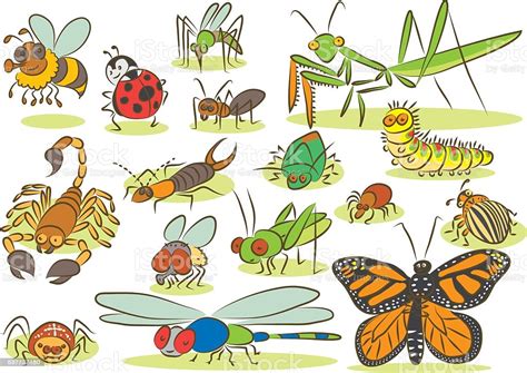 Children can learn 15 types of insects and their habitats. Insects Animals Kids Drawings stock vector art 537727480 ...