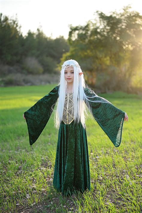 Wood Elf Costume Halloween Costume Elven Woodland Festival Green Elven Medieval Dress Velvet Etsy