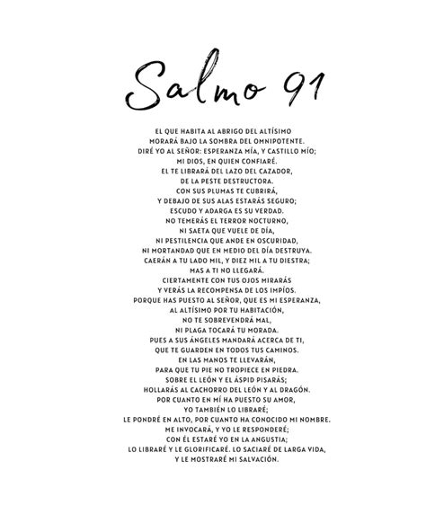 Salmo 91 Digital Download Christian Printable Bible Verse Etsy