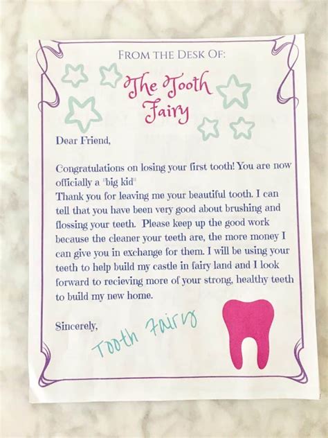 Tooth Fairy Letter Template Printable Free Printable Templates Images