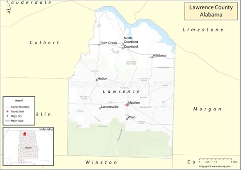 Map Of Lawrence County Alabama Where Is Located Cities Population