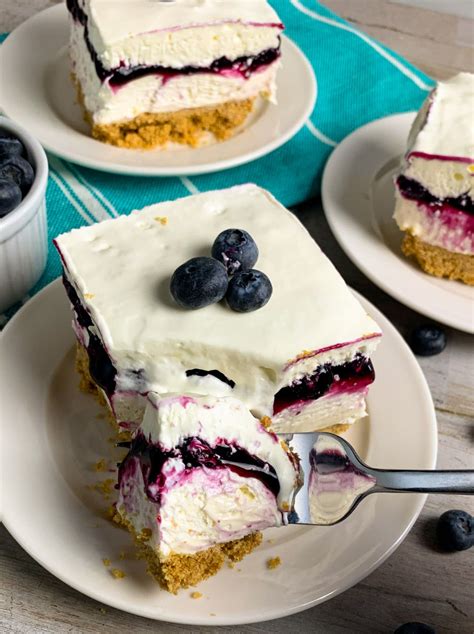 No Bake Blueberry Cheesecake Bars Modernmealmakeover Com