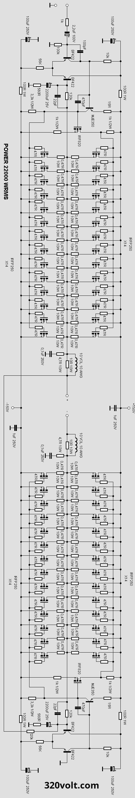 The four irf250n mosfet circuit designed as a mono audio amplifier. High Power 2200W Amplifier Circuit transistor amplifier audio amplifier circuits | Rangkaian ...