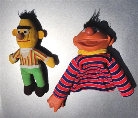 Vintage Sesame Street Plush Bert Doll Ernie Hand Puppet Jim Henson