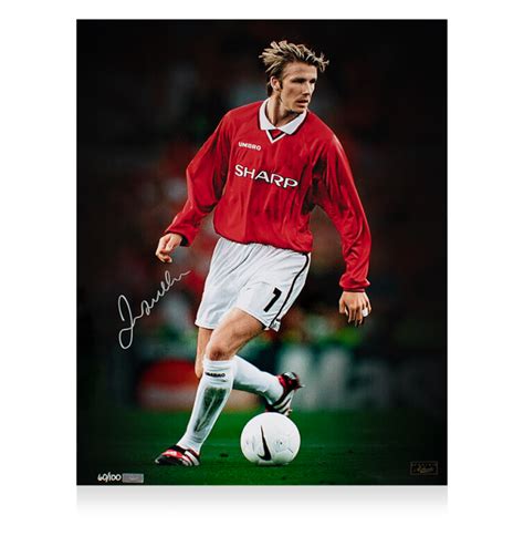 David Beckham Signed Manchester United Photo 1999 Uefa Champions
