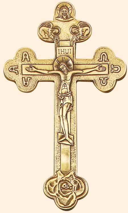 Greek Orthodox Cross 25” Pewter Antique Gold Greek Orthodox Cross