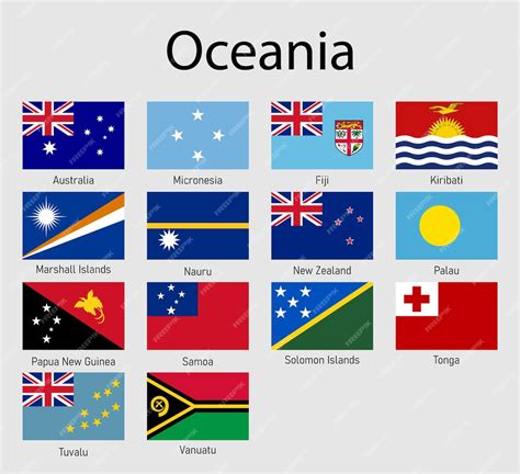 Premium Vector Set Of Flags Oceanian Countries All Oceania Flag