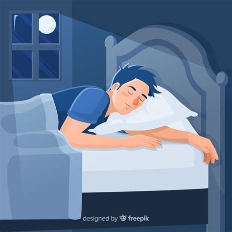 Person Sleeping In Bed In Flat Style Sleeping Man Sleeping Drawing