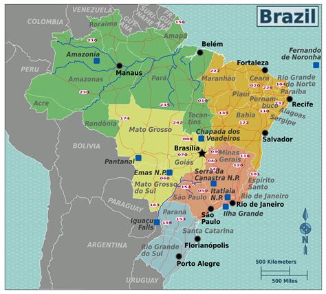 large regions map of brazil brazil south america mapsland maps of the world