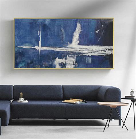 Large Blue Abstract Paintingwhite Abstract Artabstract Painting On