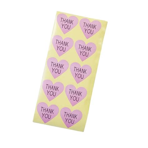 100pcslot Thank You Romatic Pink Heart Paper Sticker For Handmade