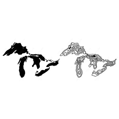 Great Lakes Decal Depth Map Outline Bathymetric Contours Etsy