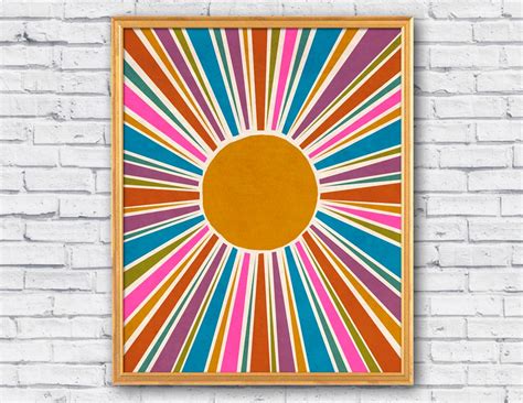 Abstract Sun Print Bursting Sun Rays Abstract Wall Art Etsy